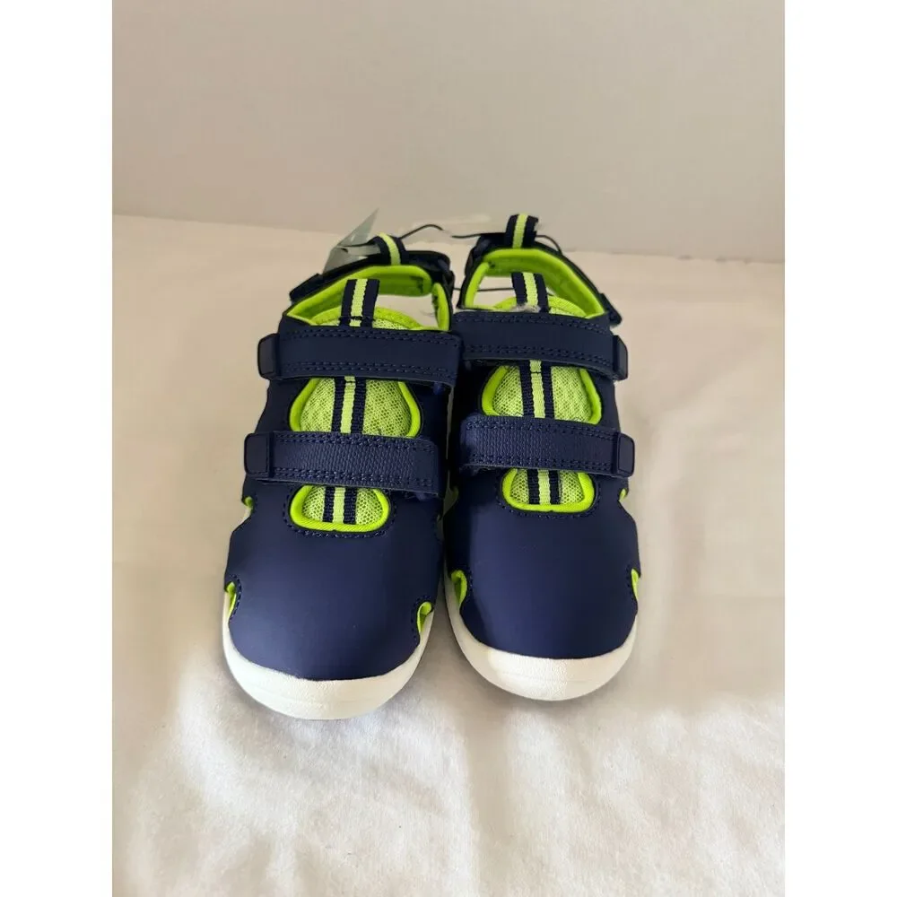 NWT Cat & Jack Boys Hank Closed Toe Play Sandals Navy Blue Lime Size 11